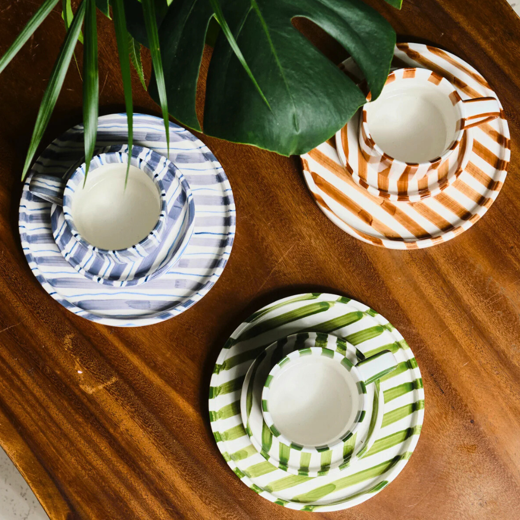 Riga Artisan Striped Ceramic Plate (Large)