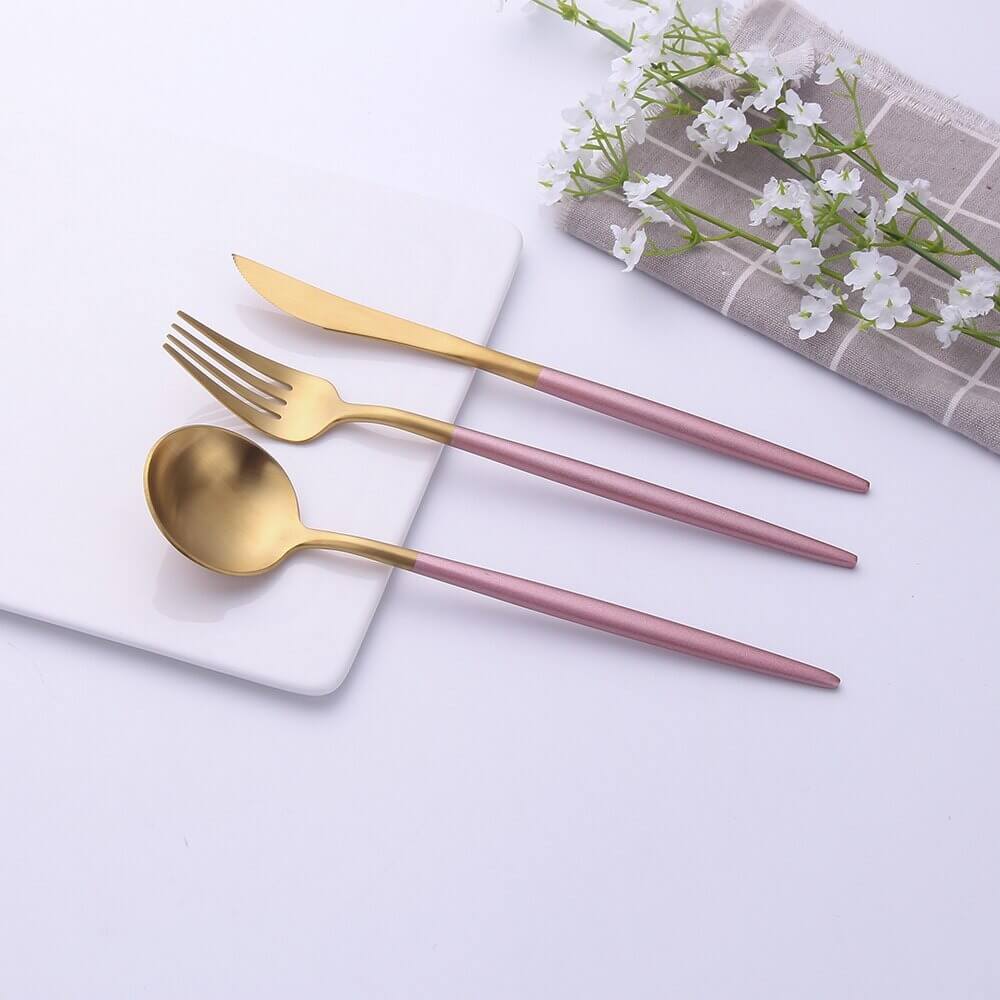 Nivra Minimal Rose Gold Flatware Set
