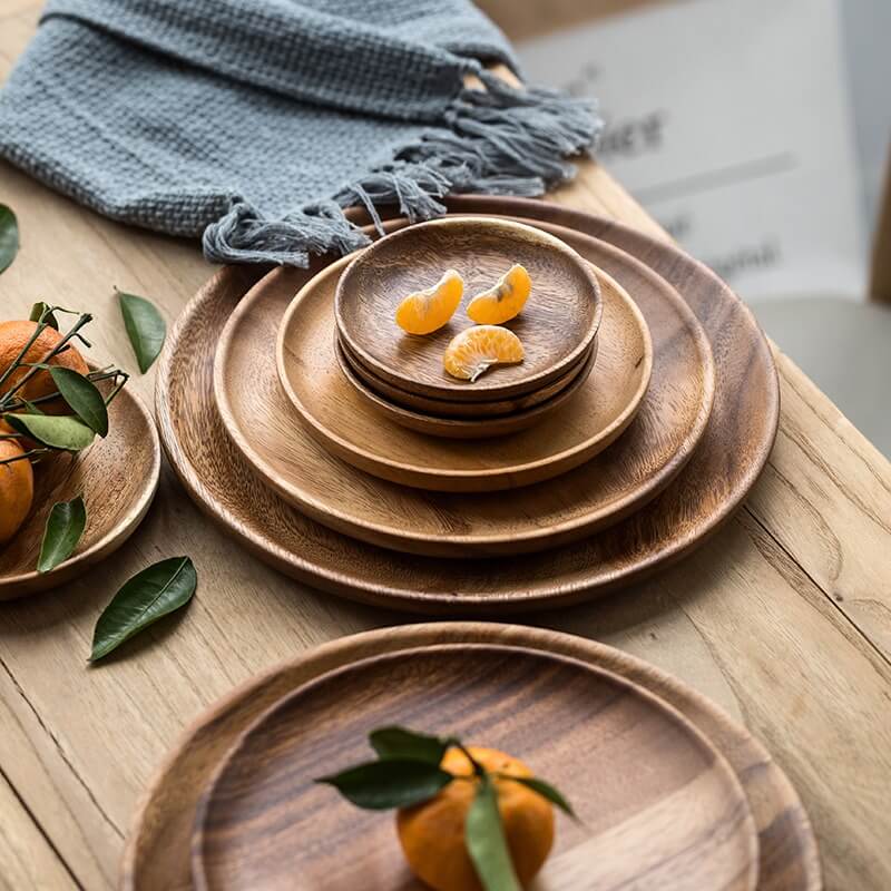 Orla Acacia Wooden Plate Set (4pc)