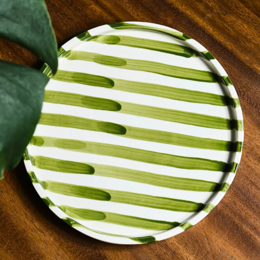 Riga Artisan Striped Ceramic Plate (Large)