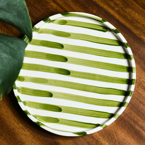 Riga Artisan Striped Ceramic Plate (Large)