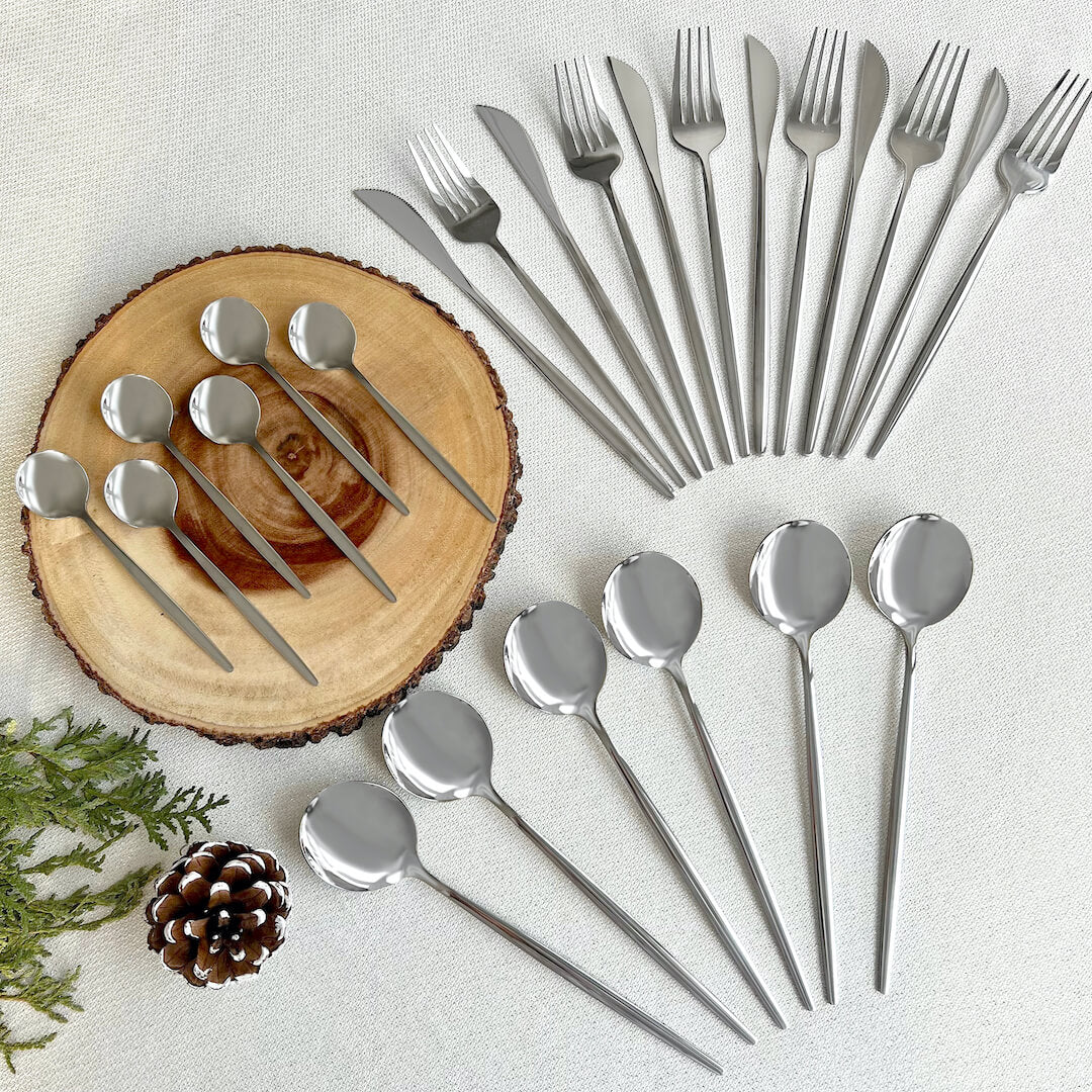 Sira Silver Modern Flatware Set (24pc)