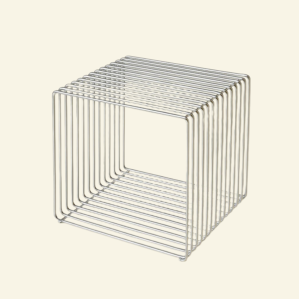 Chrome Wire Cube Side Table