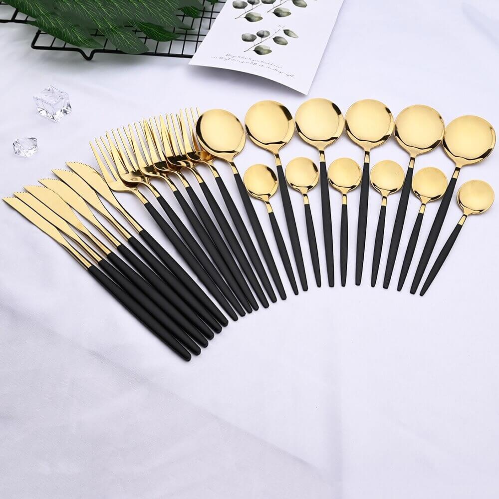 Zevra Black Gold Flatware Set (24pc)