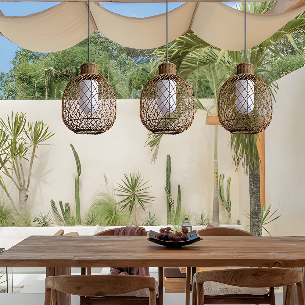 Caelis Rattan Outdoor Pendant Light