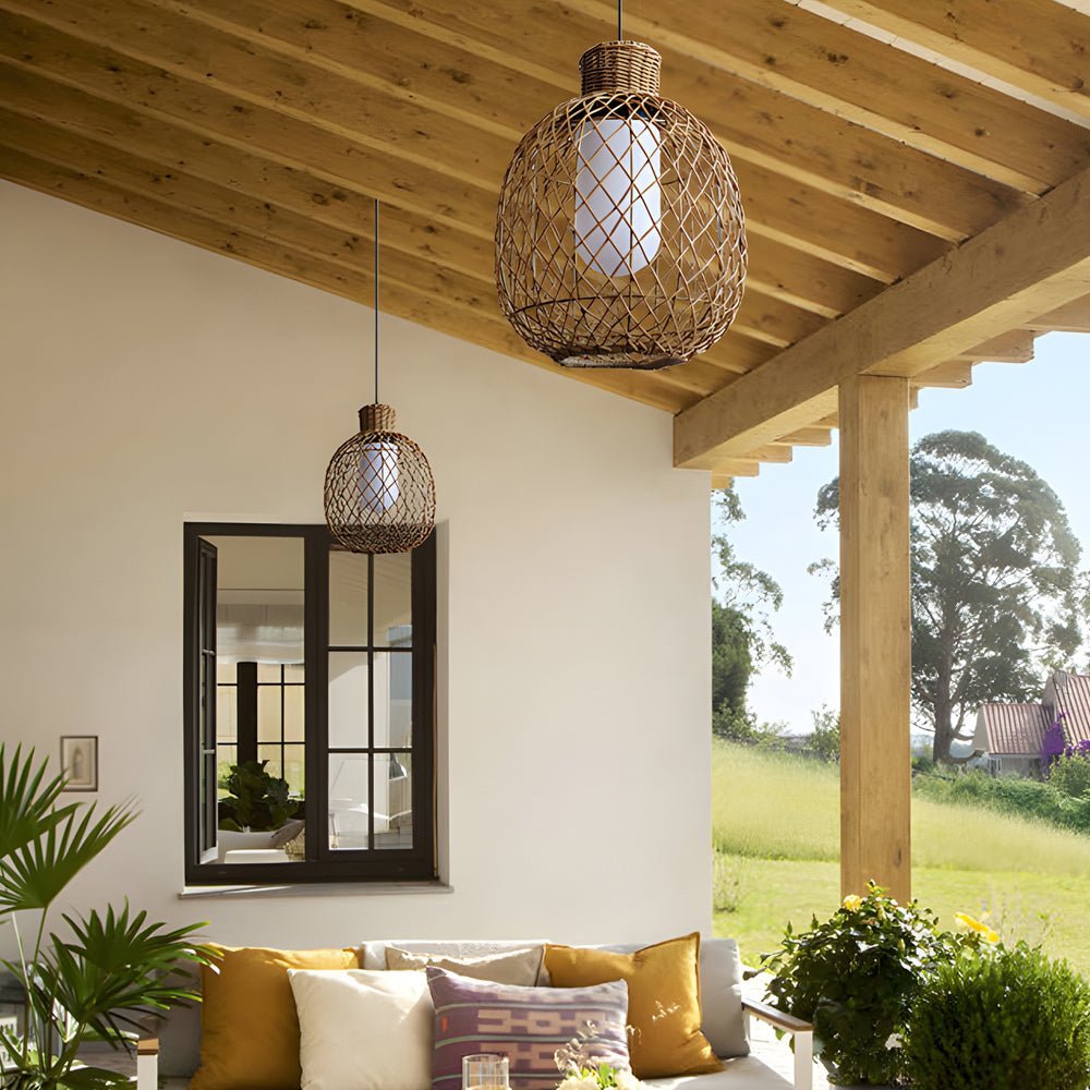 Caelis Rattan Outdoor Pendant Light