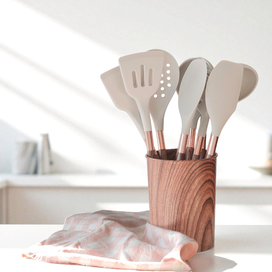 Vera Woodgrain Silicone Utensil Set